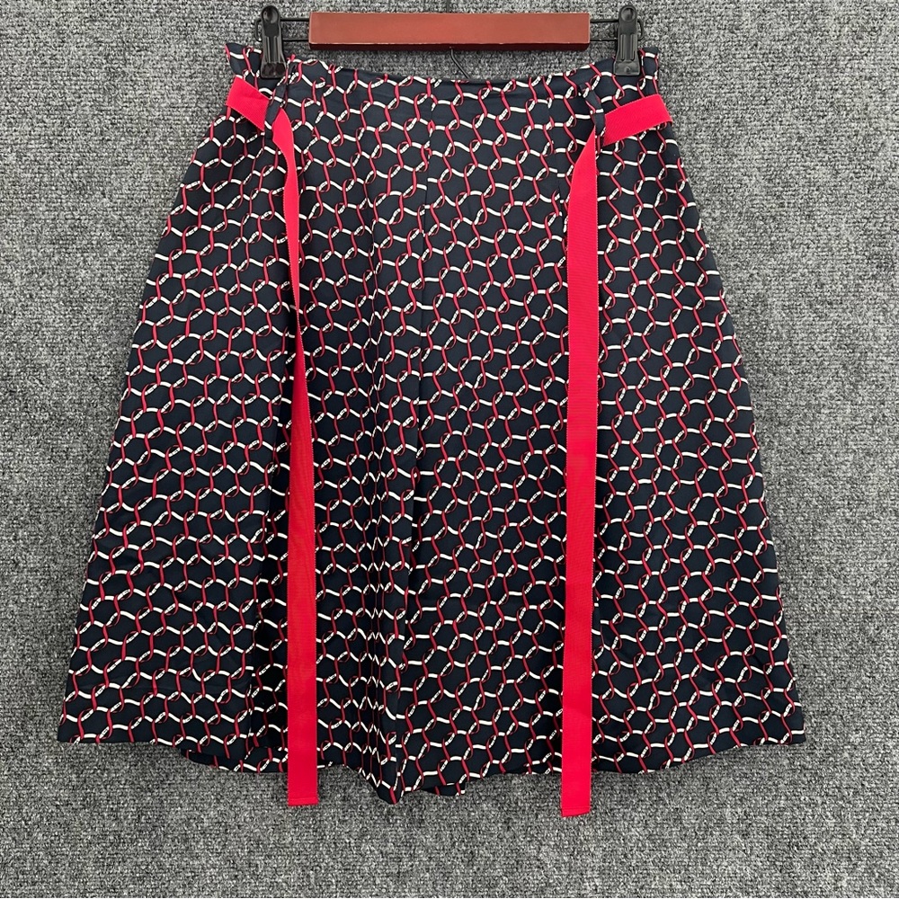 Talbots Black and Red Patterned Silk Skirt